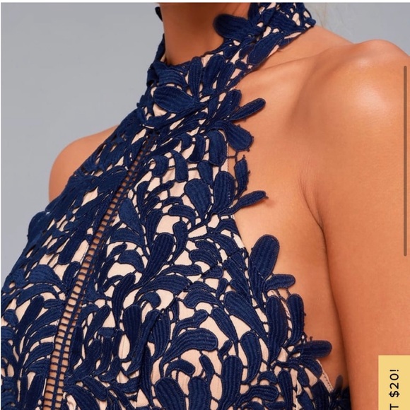 Lulus Divine Destiny Navy Blue Lace Midi Dress - Picture 3 of 8